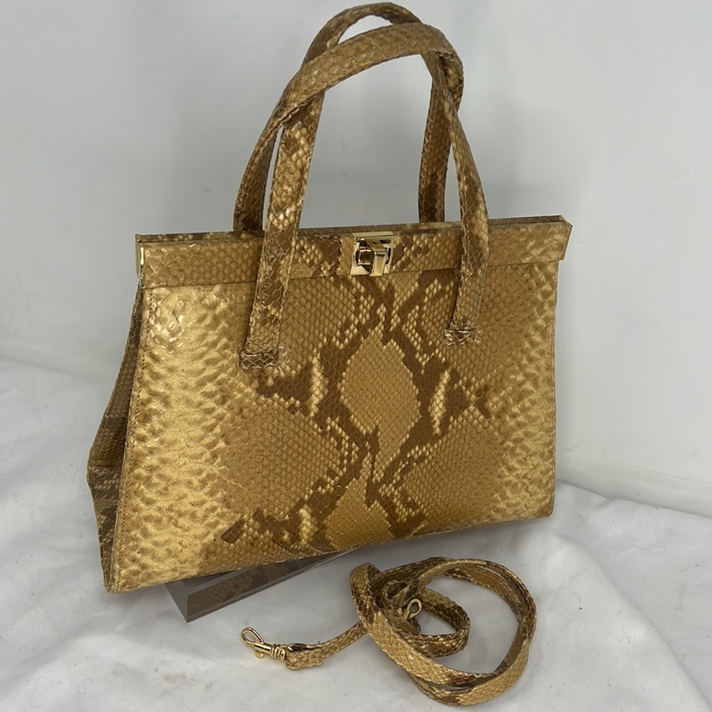 Susan Gail Structured Python Shoulder Hand Bag - Picture 2 of 10